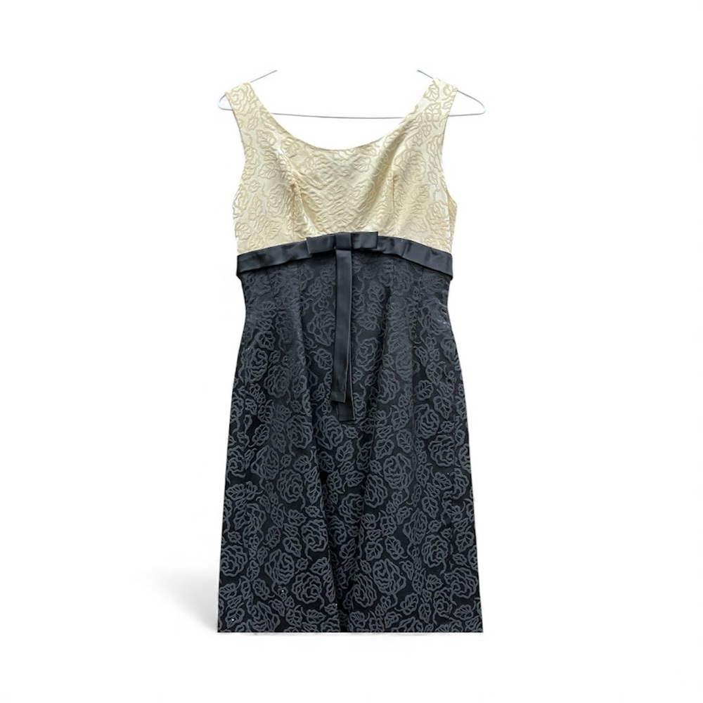 Elegant Cream and Black Floral Dress